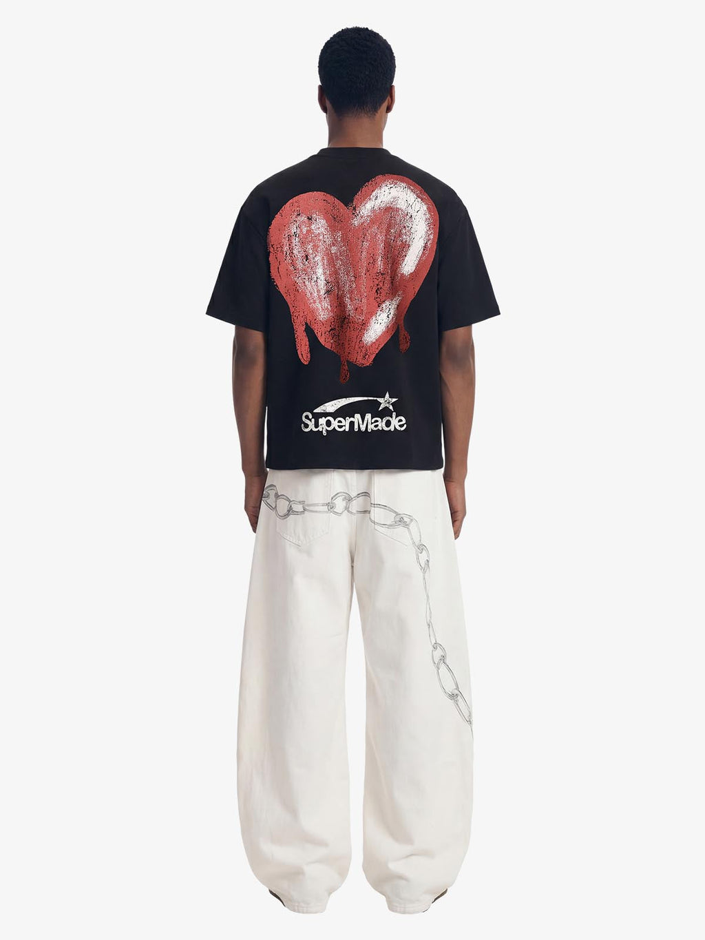Skeleton & Melted Heart Graphic Waffle Knit T-Shirt