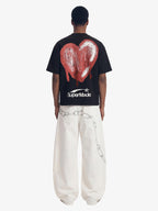 Skeleton & Melted Heart Graphic Waffle Knit T-Shirt
