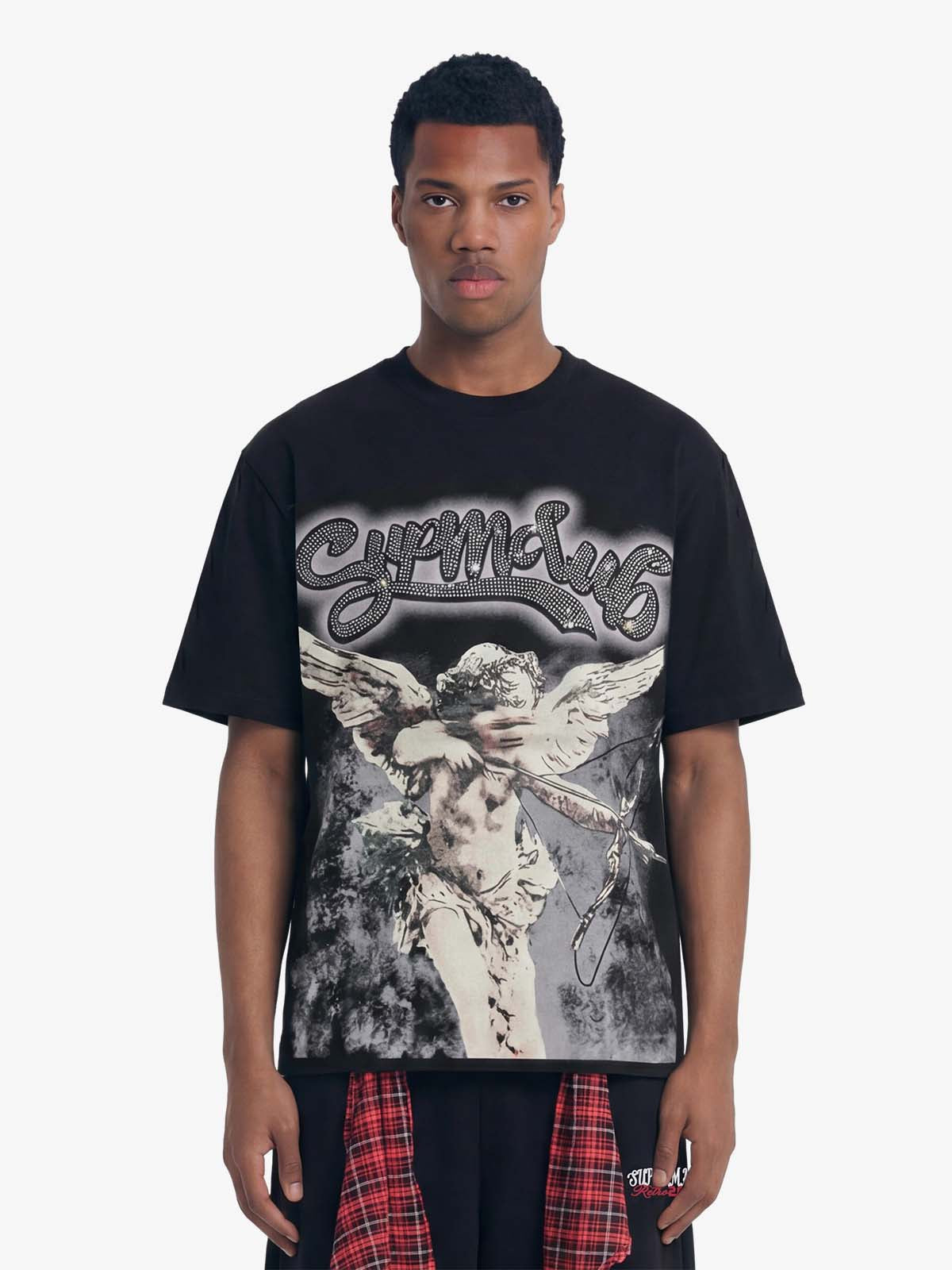 Retro Cupid Rhinestone Graphic T-Shirt