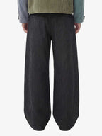 Vintage Pinstripe Pleated Wide-Leg Barrel Pants