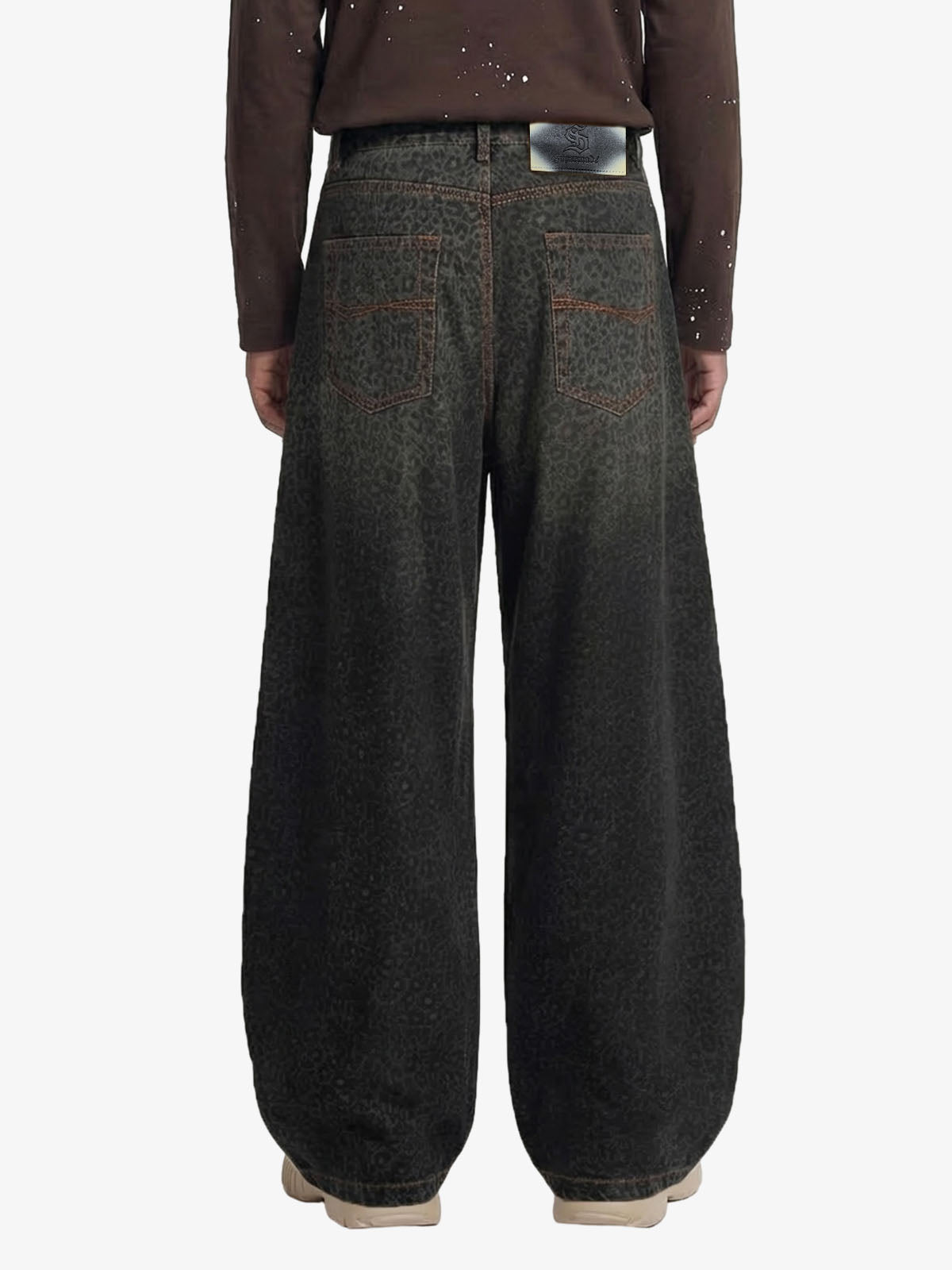 Denim Street Leopard Print Barrel Jeans - 2458
