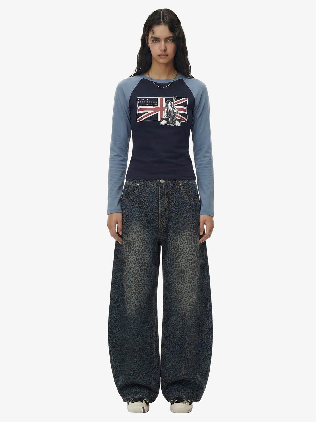 Denim Street Leopard Print Barrel Jeans - 2458