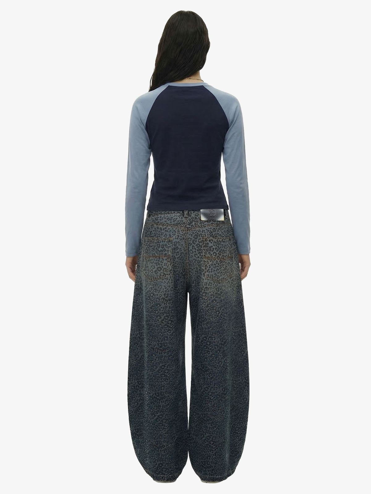 Denim Street Leopard Print Barrel Jeans - 2458