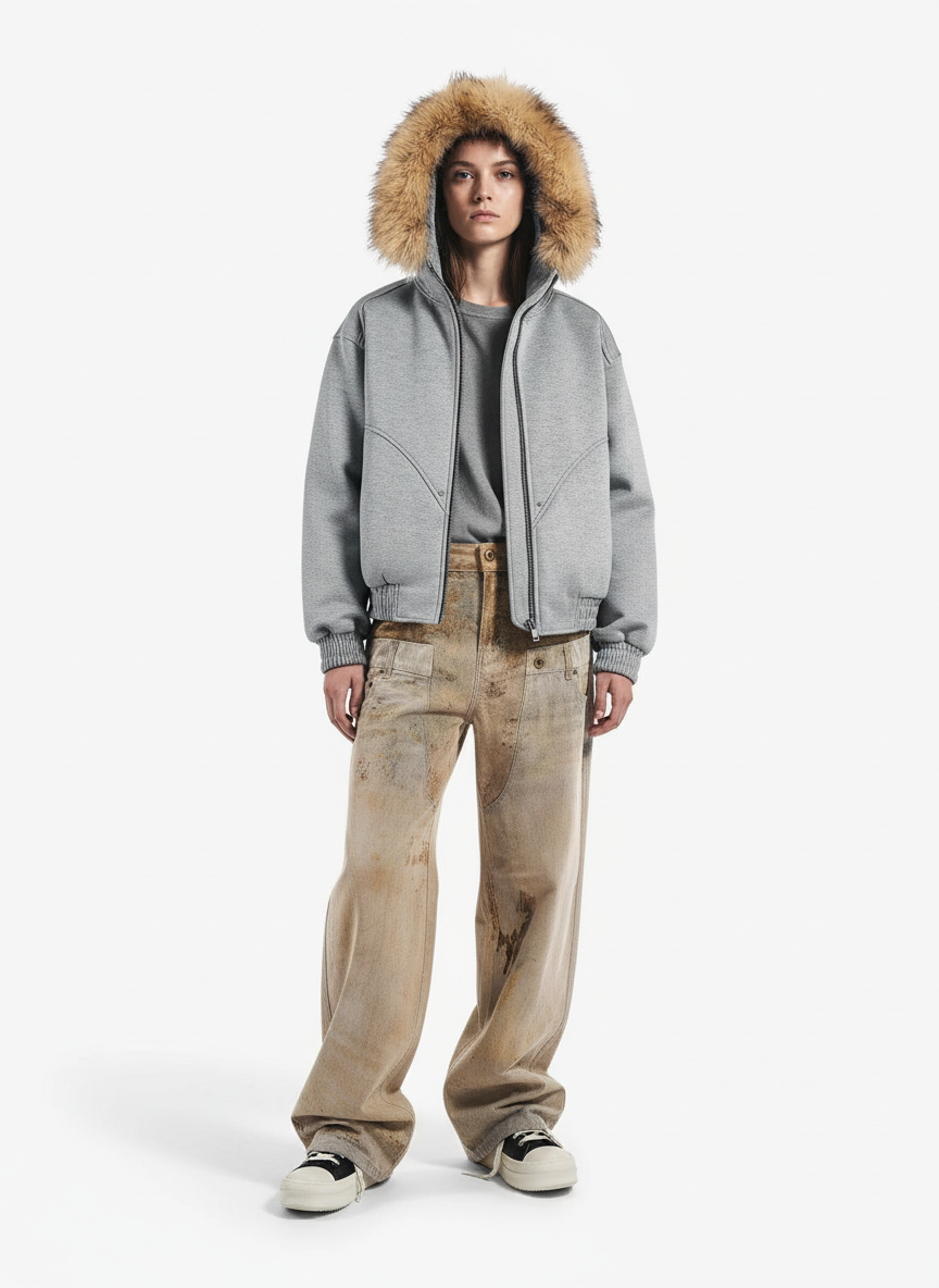 Vintage High Street Mud-Dyed Distressed Baggy Jeans