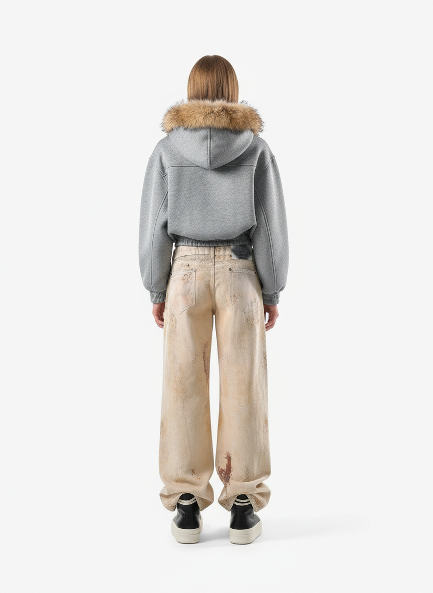 Vintage High Street Mud-Dyed Distressed Baggy Jeans