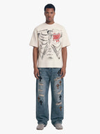 Skeleton & Melted Heart Graphic Waffle Knit T-Shirt
