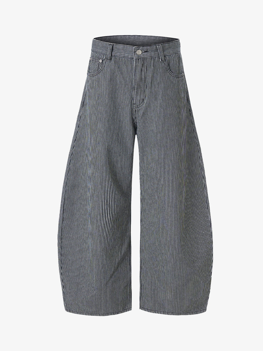 Retro Striped Colorblock Barrel Jeans