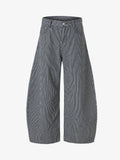 Retro Striped Colorblock Barrel Jeans