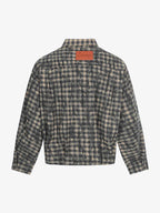 Vintage Washed Plaid Cropped Shirt Jacket