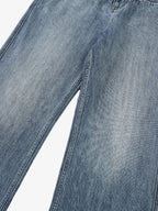 Vintage Washed Slant-Pocket Flared Jeans