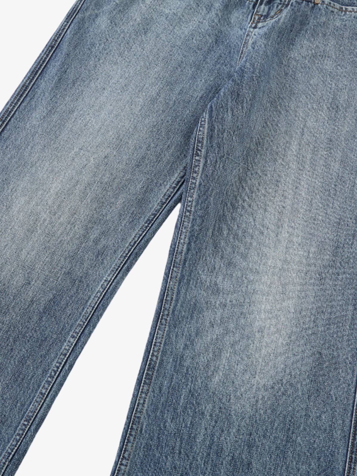 Vintage Washed Slant-Pocket Flared Jeans