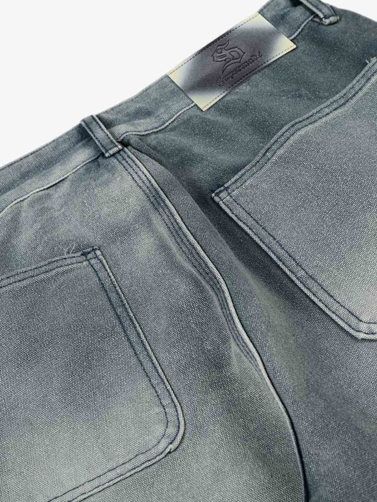 Vintage Washed Ruched Detail Utility Jeans