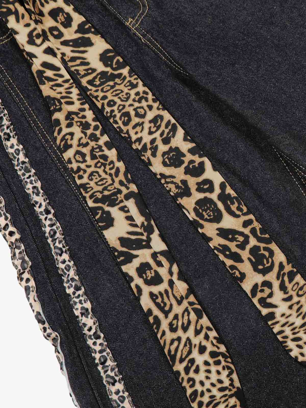 Leopard Side Panel Tie Belt Denim Barrel Jeans