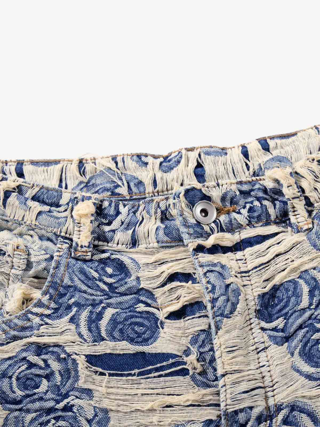 Jacquard Distressed Denim Jeans