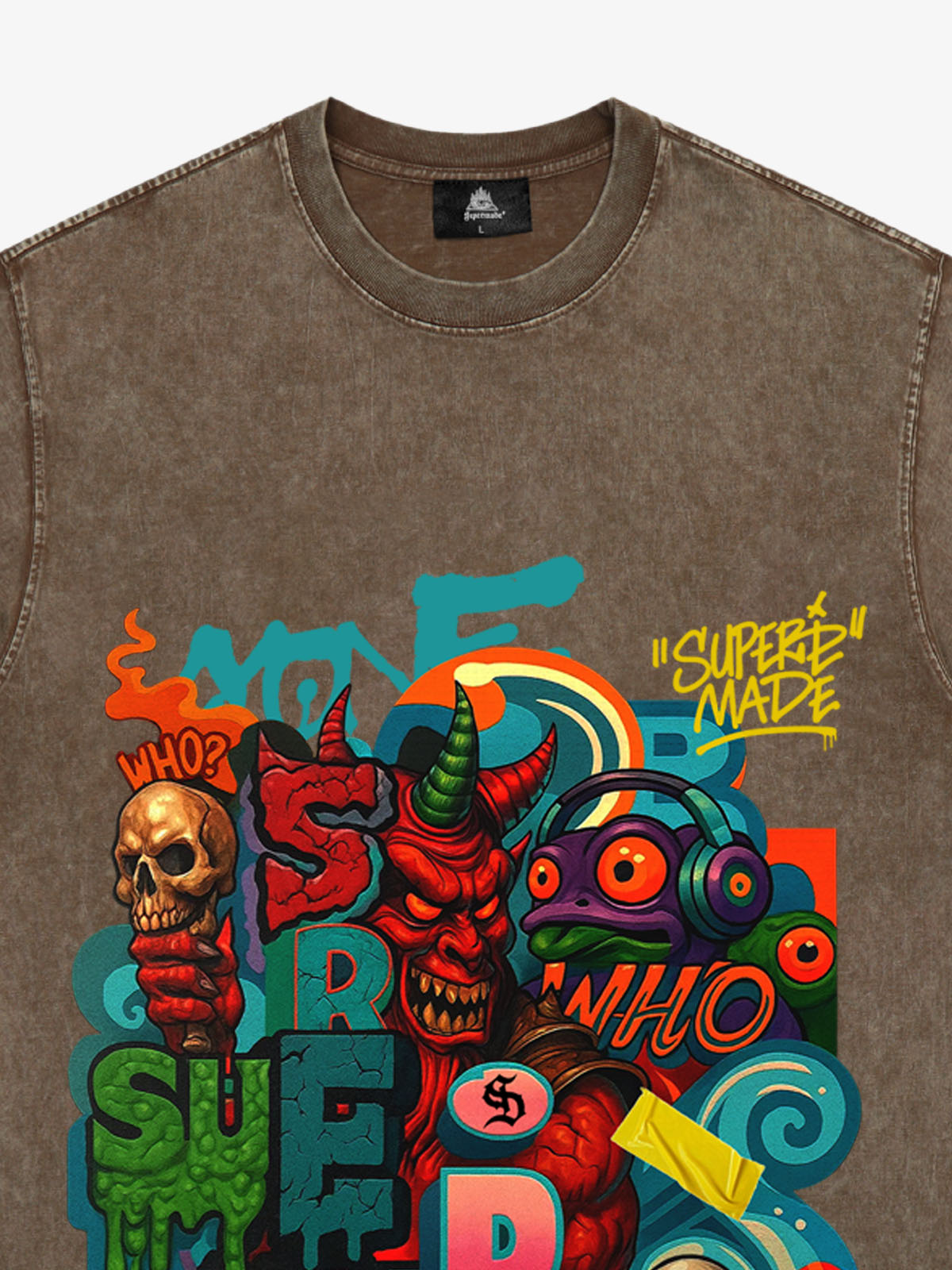 Trendy Multicolor Graffiti Skull Graphic T-Shirt