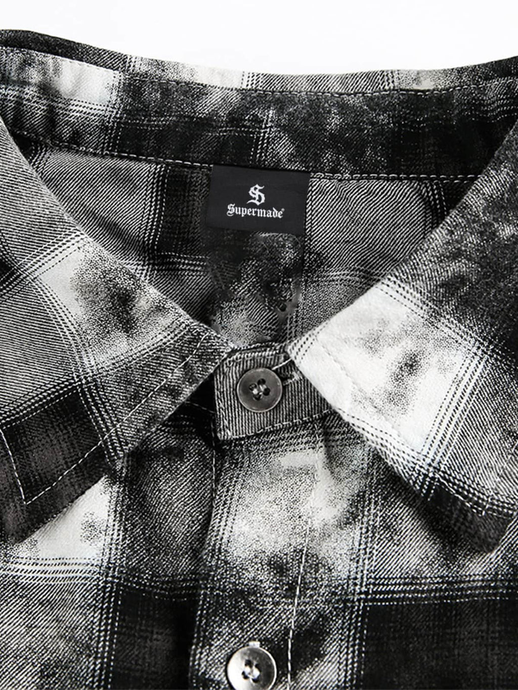 Vintage Wash Plaid Spray Dye Raw Hem Shirt