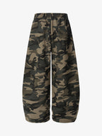 Retro Patchwork Embroidered Camouflage Barrel Pants - 2520