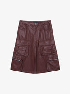 Faux Leather Cargo Jorts