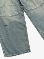 Distressed Contrast Drawstring Knee-Length Jeans