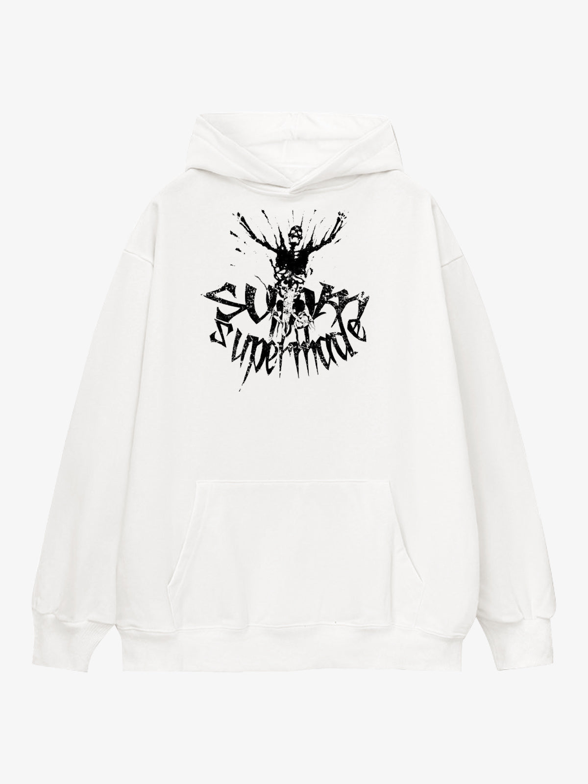 Gothic Devil Graphic Washed Hoodie