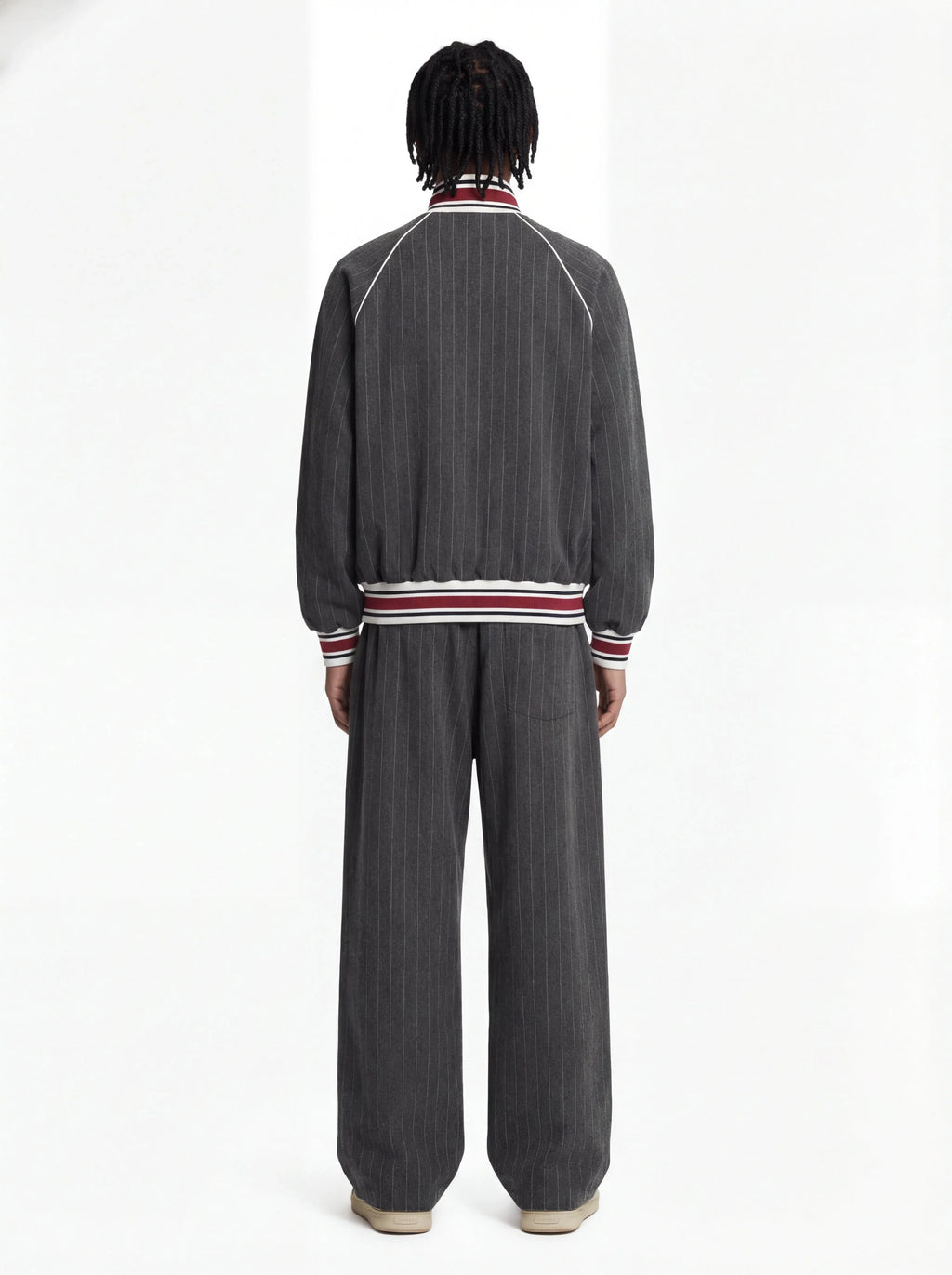 Retro Color-Blocked Striped Stand-Collar Tracksuit