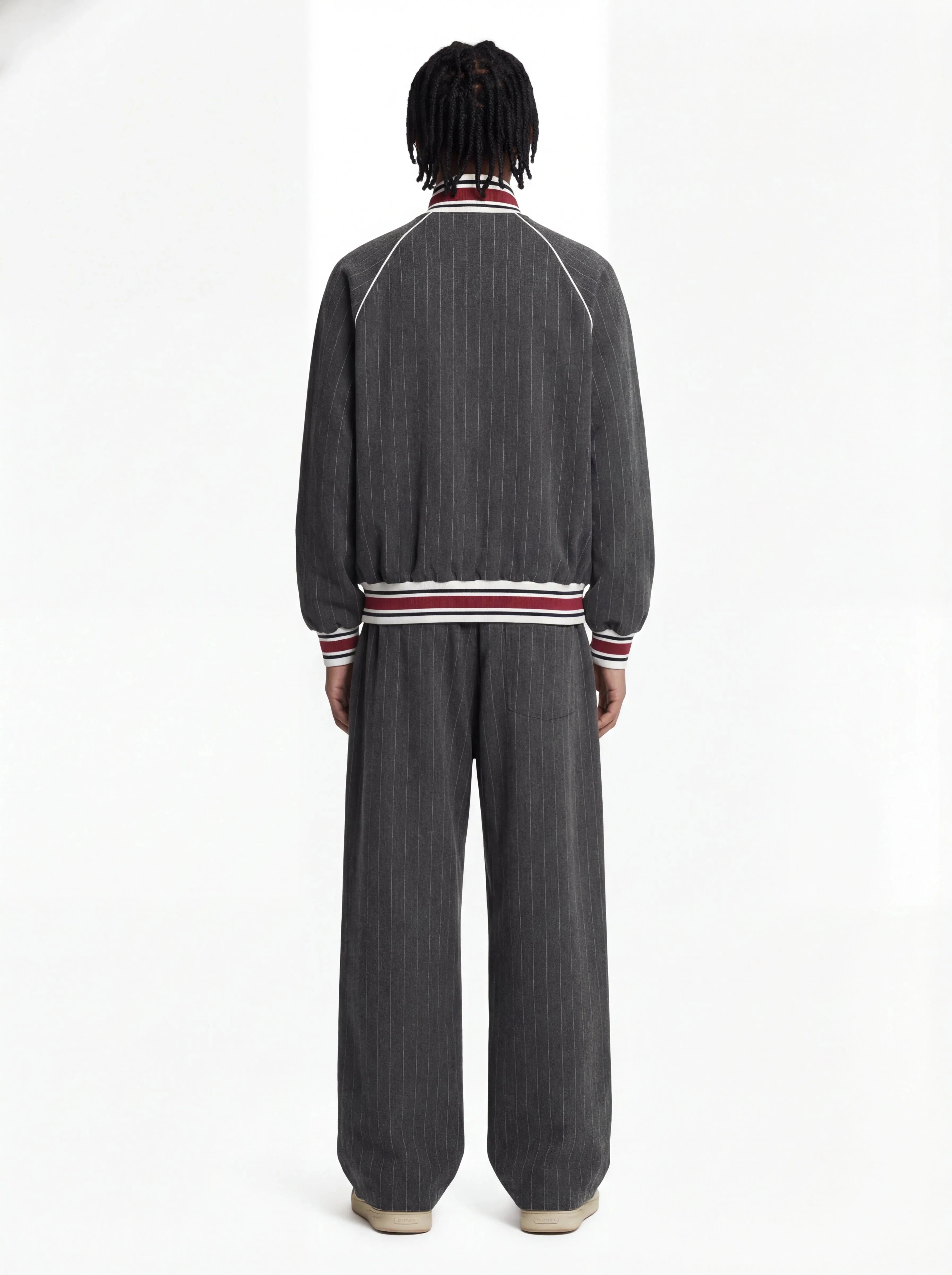Retro Color-Blocked Striped Stand-Collar Tracksuit
