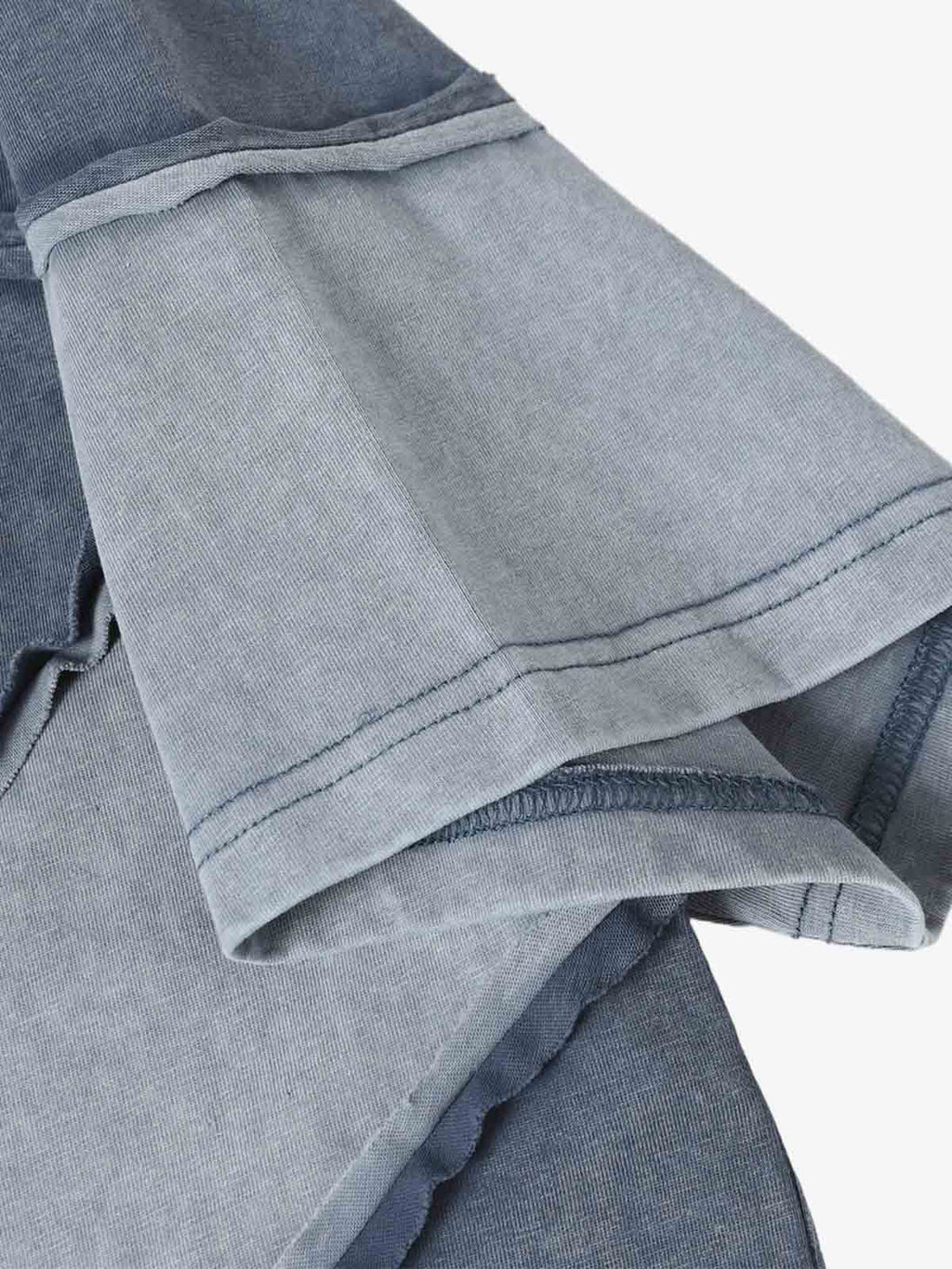 Washed Asymmetric Raw Edge Panel Knit T-Shirt
