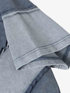 Washed Asymmetric Raw Edge Panel Knit T-Shirt