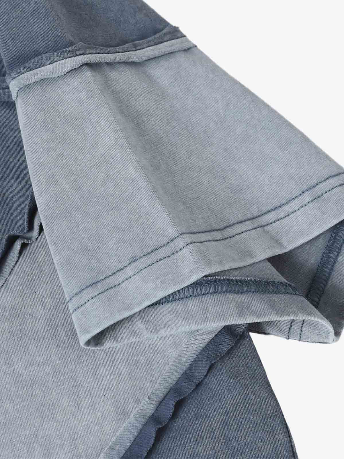 Washed Asymmetric Raw Edge Panel Knit T-Shirt