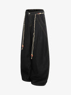 Rope Detail Waist Wide Leg Denim Jeans
