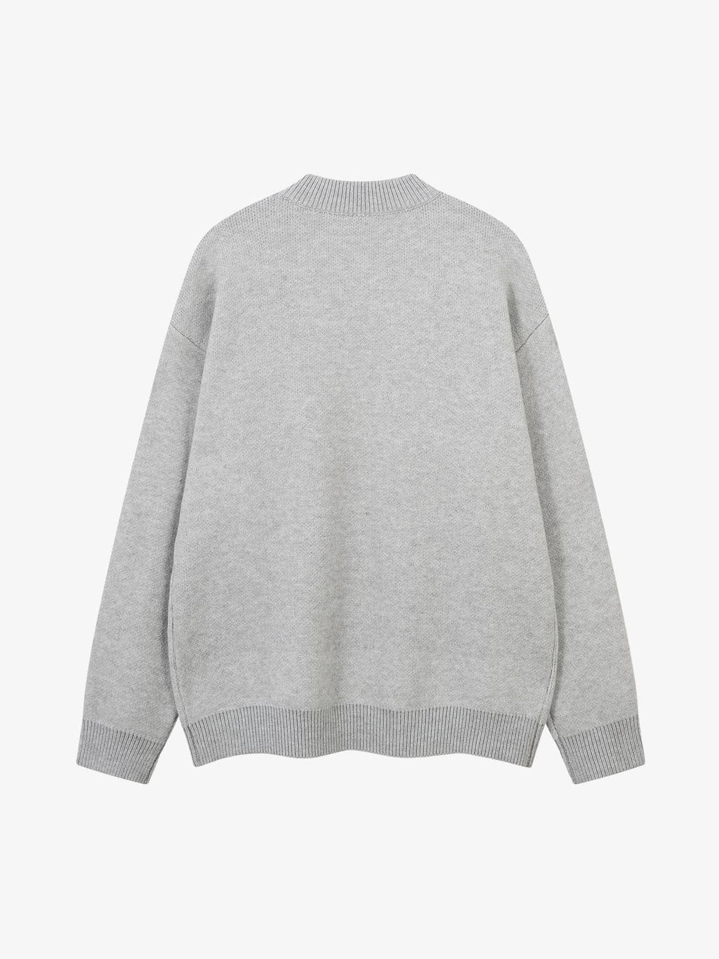 Retro Fuzzy Letter Patch Textured Knit Sweater