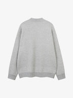 Retro Fuzzy Letter Patch Textured Knit Sweater