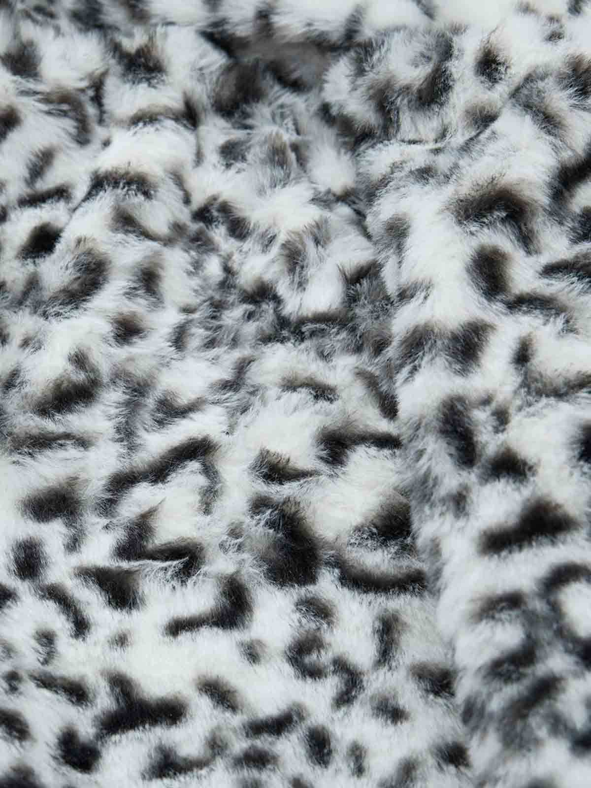 Vintage Faux Fur Hoodedd Leopard Lined Graphic Bomber Jacket