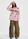 Retro Graphic Flame Number Print Long-Sleeve Jersey T-Shirt