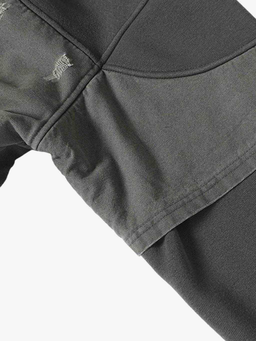 Distressed Patchwork Raw-Edge Layered-Hem Fleece Hoodie
