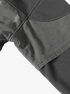 Distressed Patchwork Raw-Edge Layered-Hem Fleece Hoodie