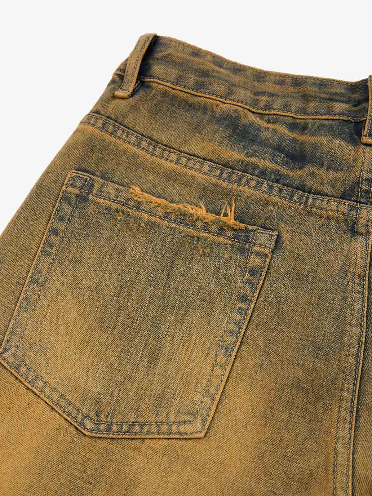 Burnt Orange Distressed Denim Shorts