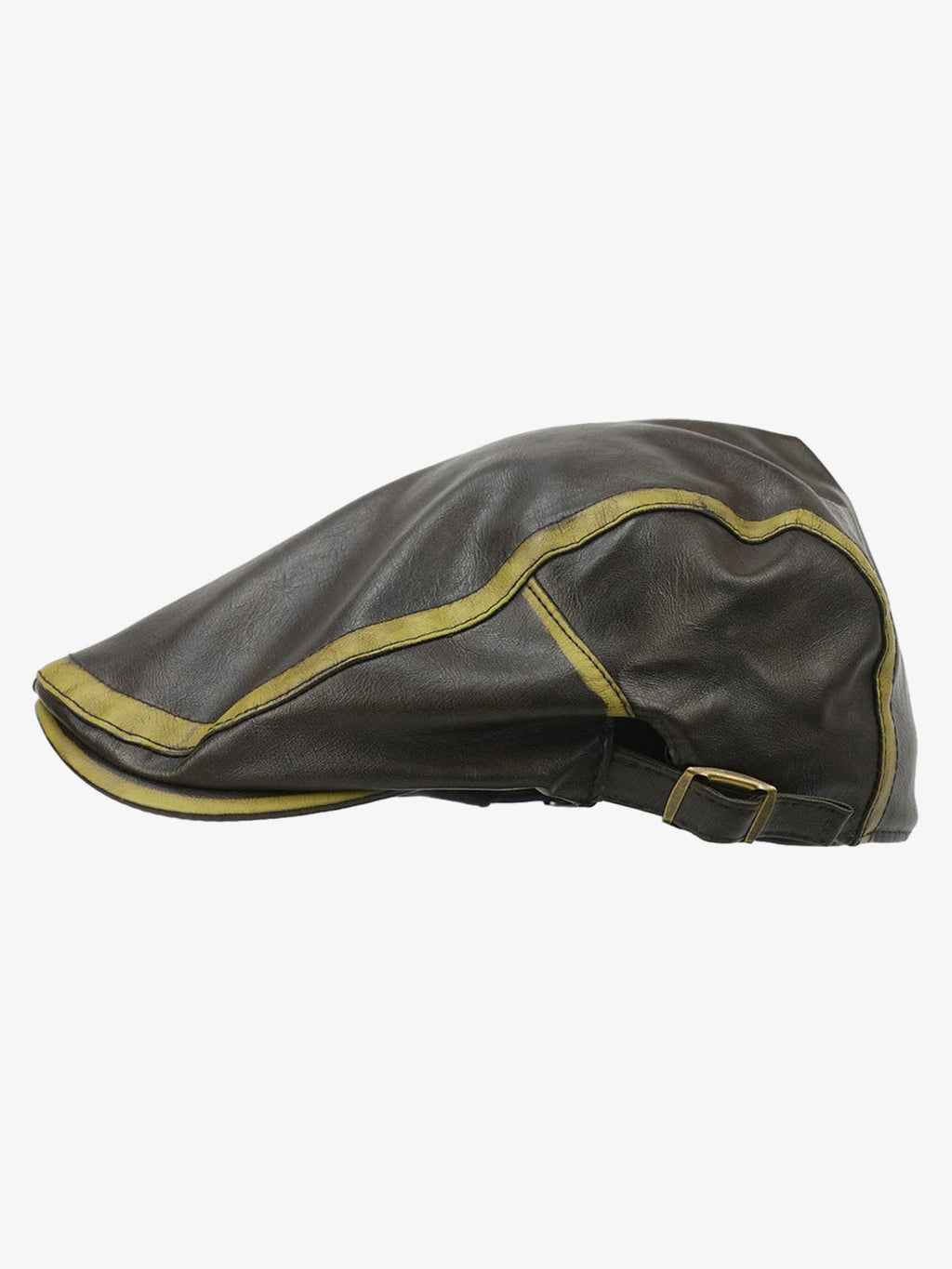 Contrast Stitch Faux Leather Flat Cap