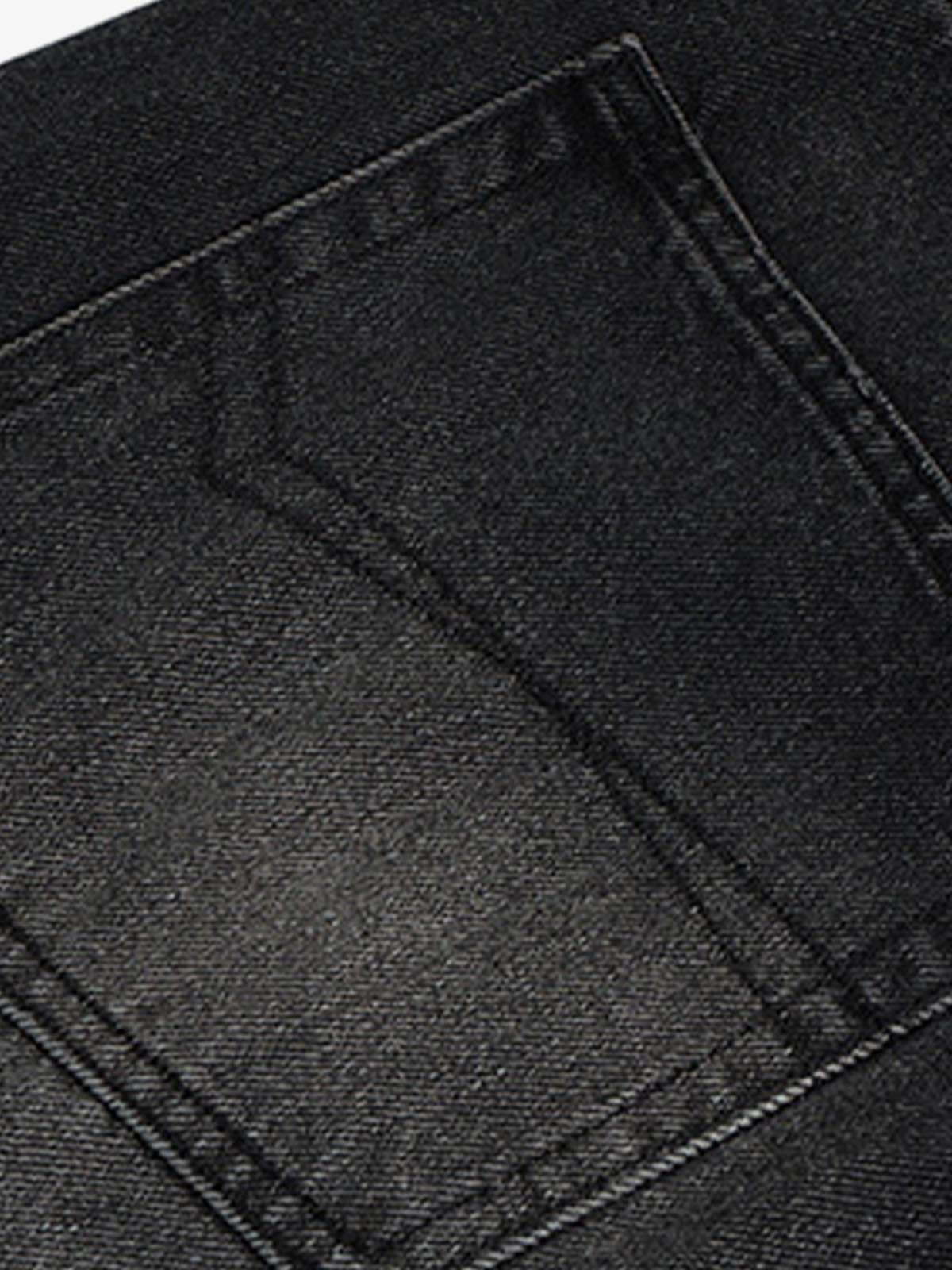 Distressed Drawstring Knee-Length Washed Baggy Jeans