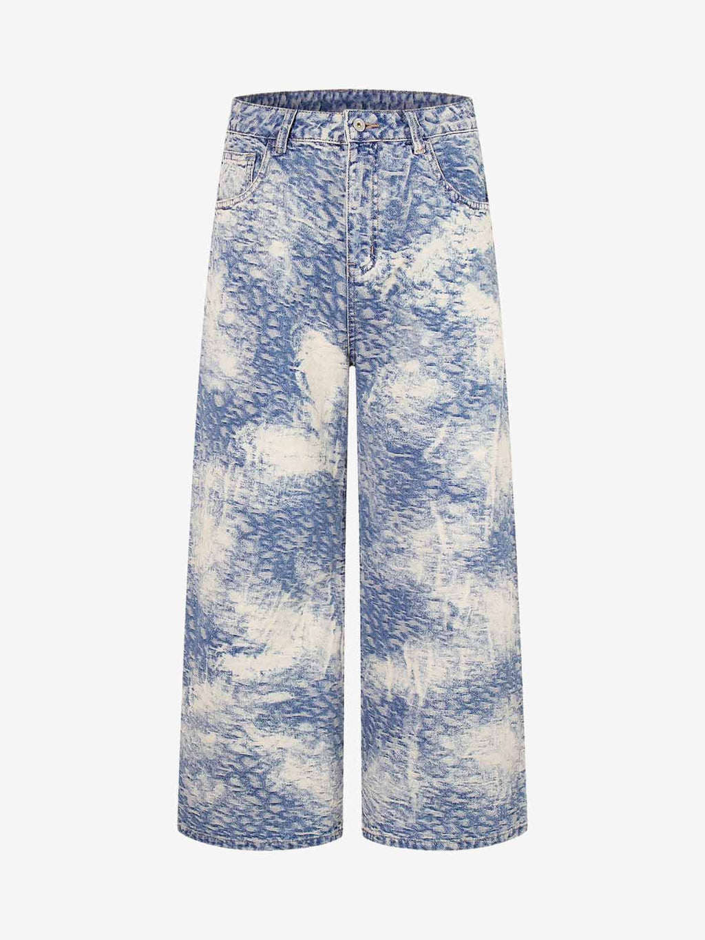 Cloud Texture Jacquard Effect Wide-Leg Jeans