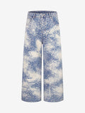Cloud Texture Jacquard Effect Wide-Leg Jeans