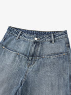 Vintage Washed Slant-Pocket Flared Jeans