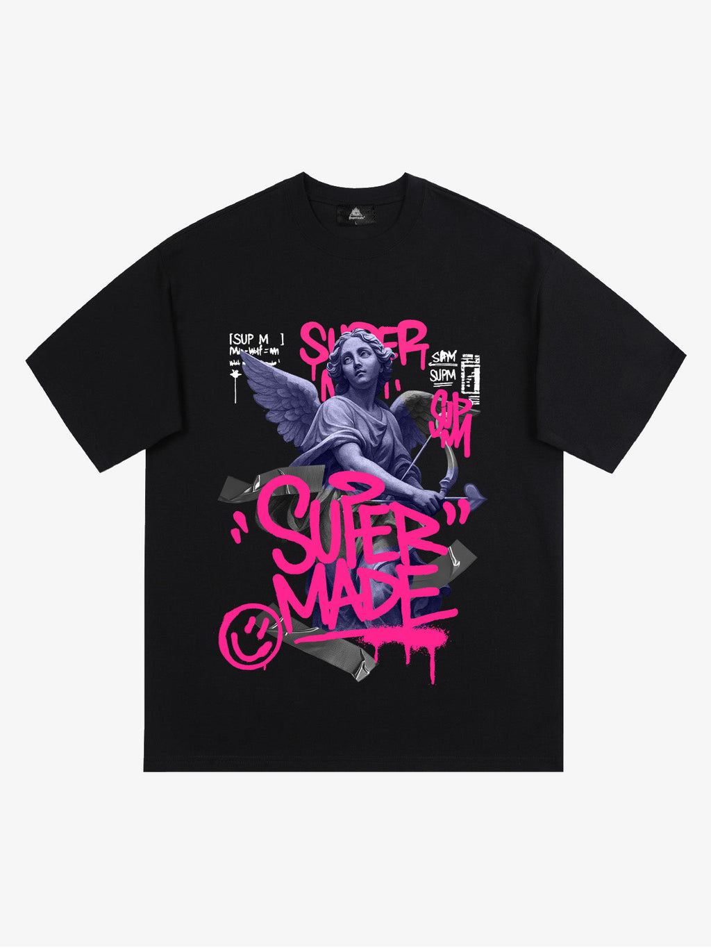 Street Pink Lucky Angel Graphic Design T-Shirt
