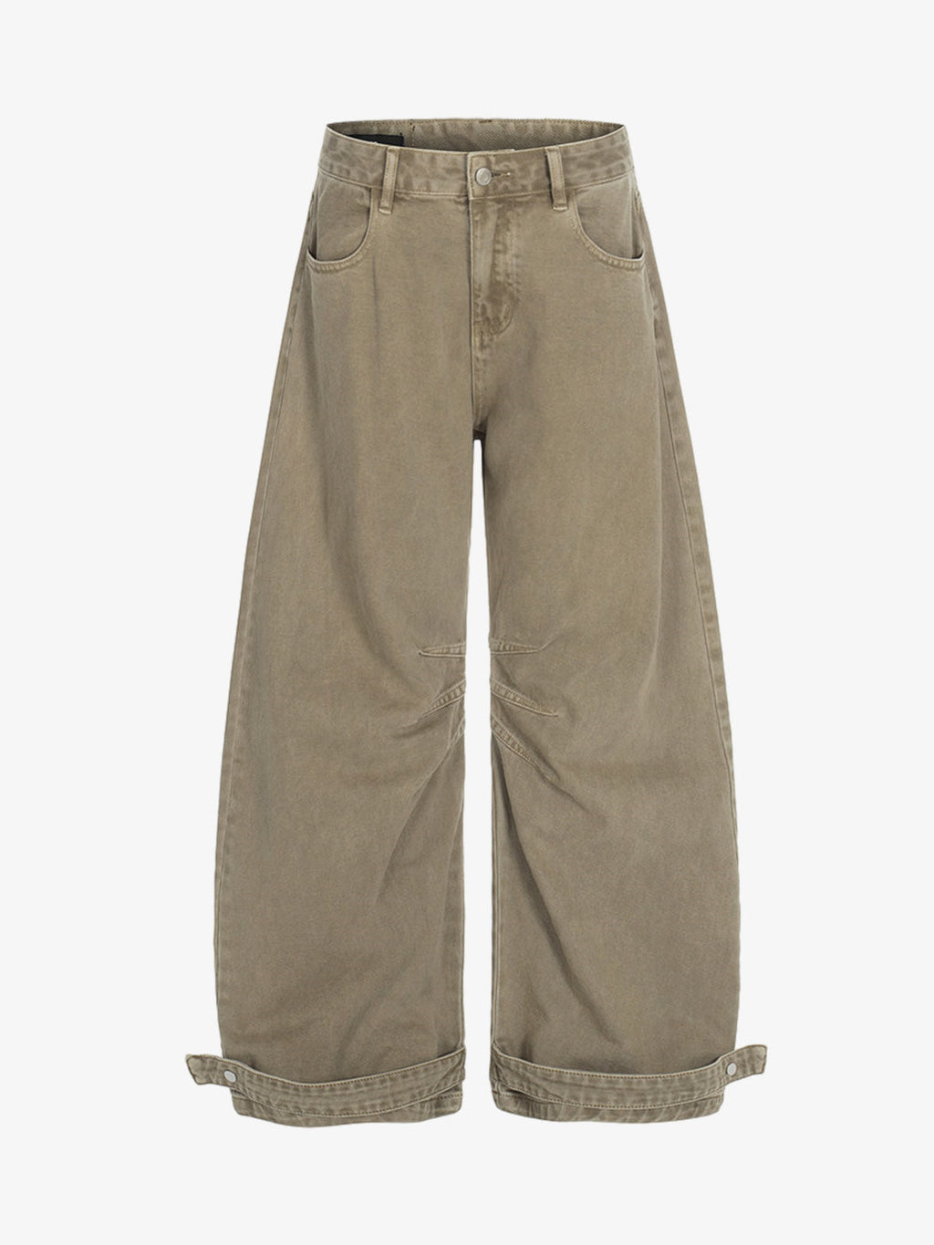 Curved Barrel Leg Inner Pleat Utility Jeans