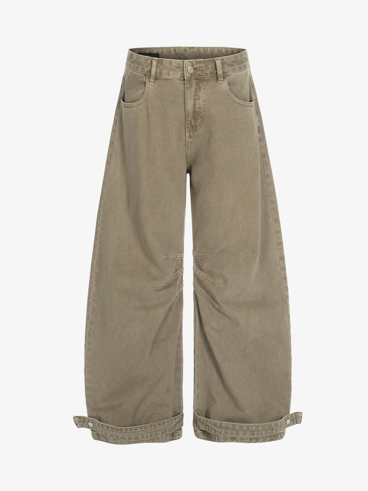 Curved Barrel Leg Inner Pleat Utility Jeans