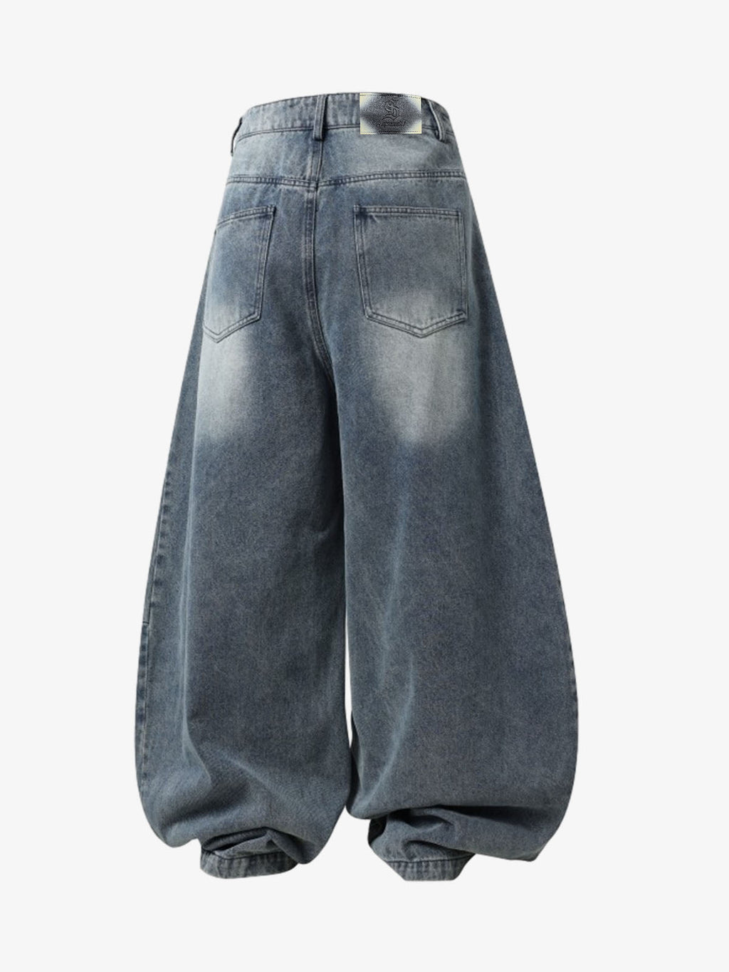 Wrinkle Effect Print Wide Leg Denim Jeans
