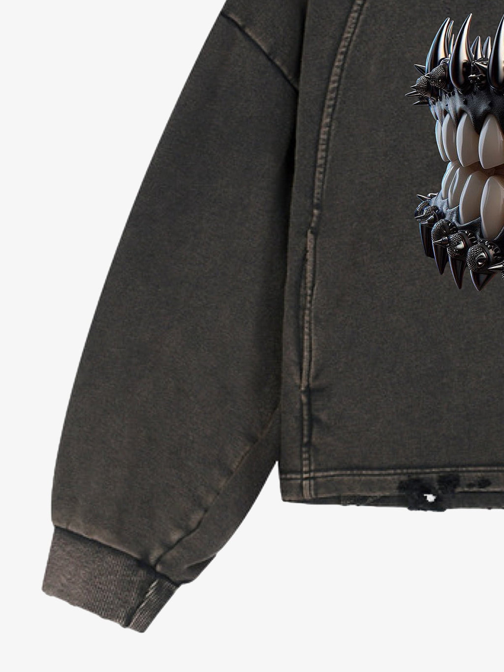 Dark Monster Teeth Graphic Cropped Hoodie