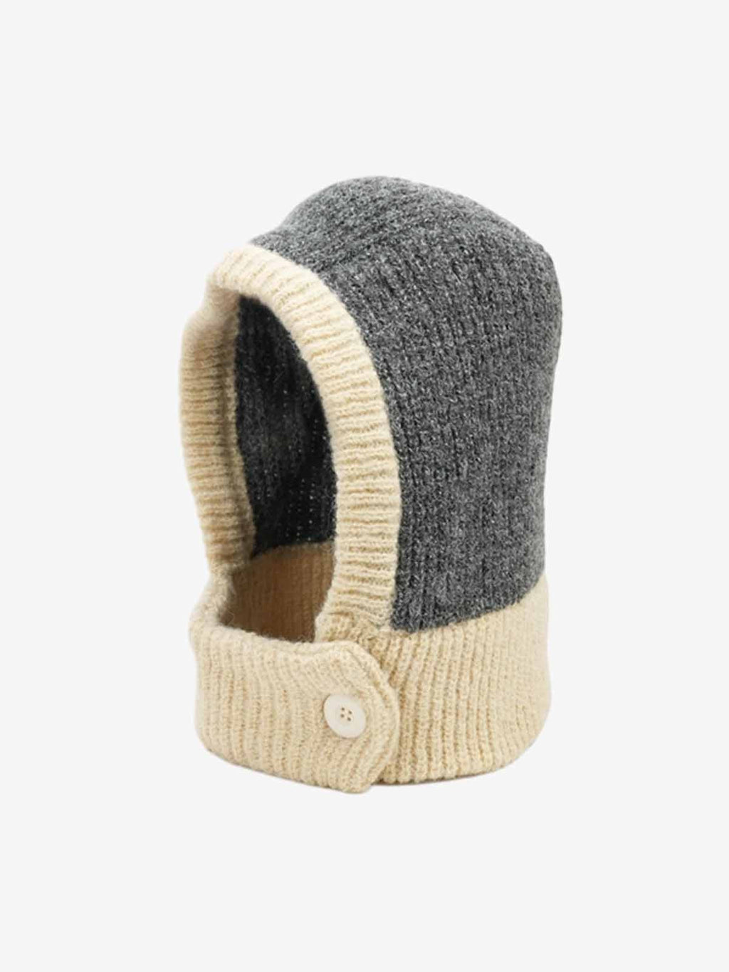 Retro Color-Block Chunky Knit Balaclava Hats