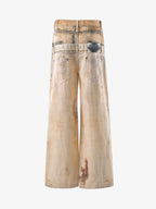 Vintage High Street Mud-Dyed Distressed Baggy Jeans
