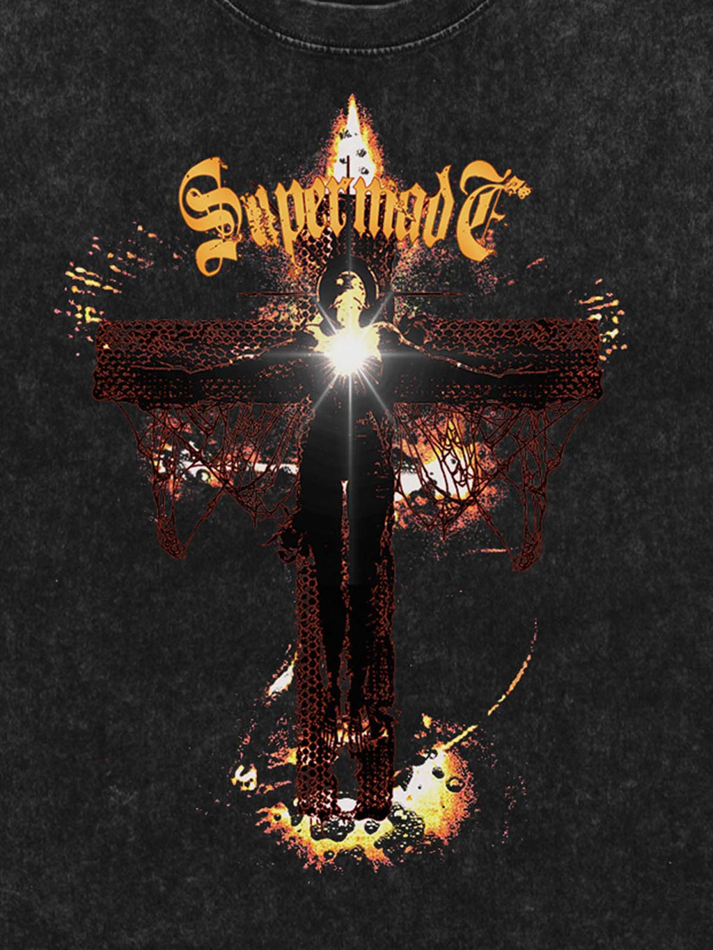 Washed Gothic Cross Graphic T-Shirt